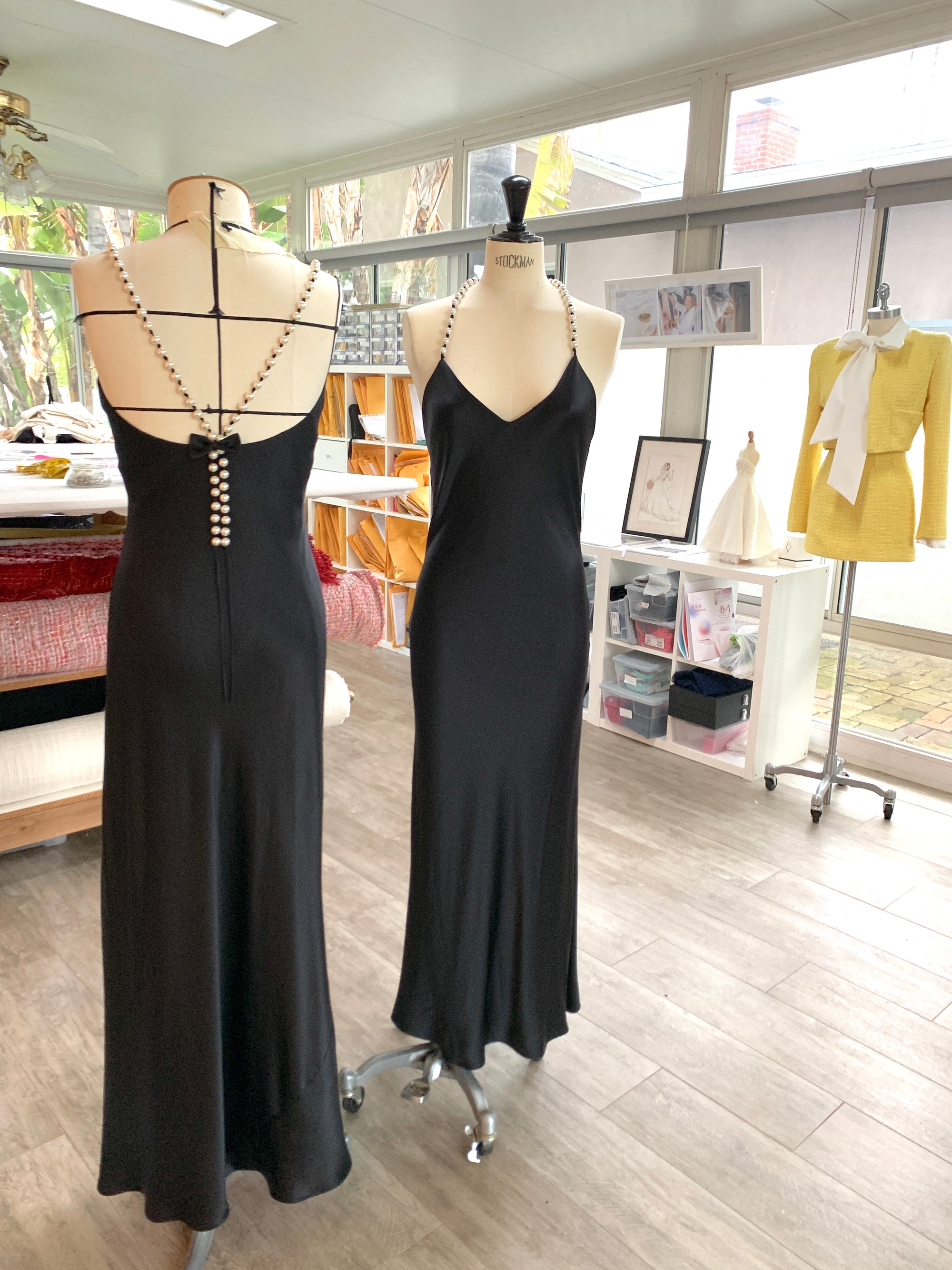 Pearls Black Evening Dress