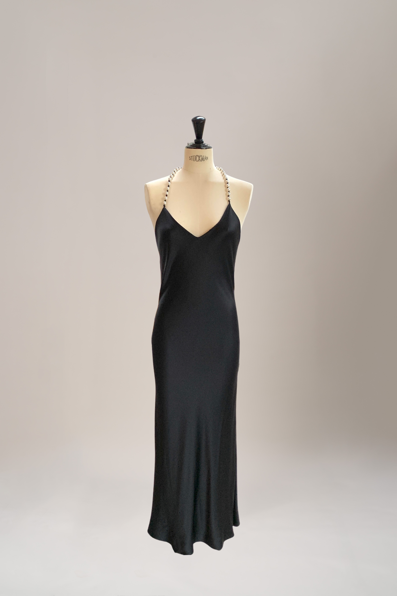 Pearls Black Evening Dress