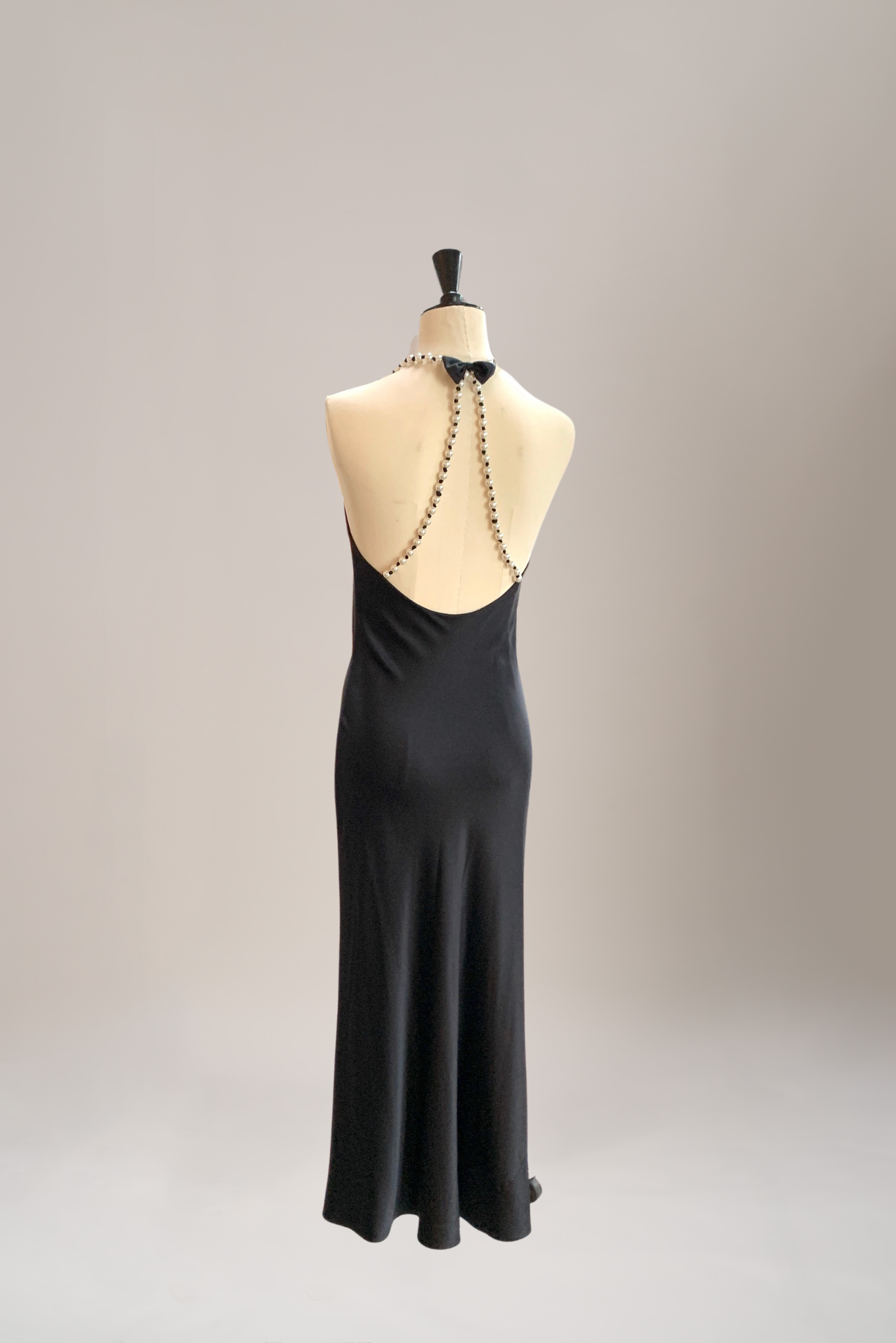 Pearls Black Evening Dress